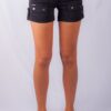 0591/BL SEXY IBIZA STRETCH CARGO SHORTS BLACK SATEEN