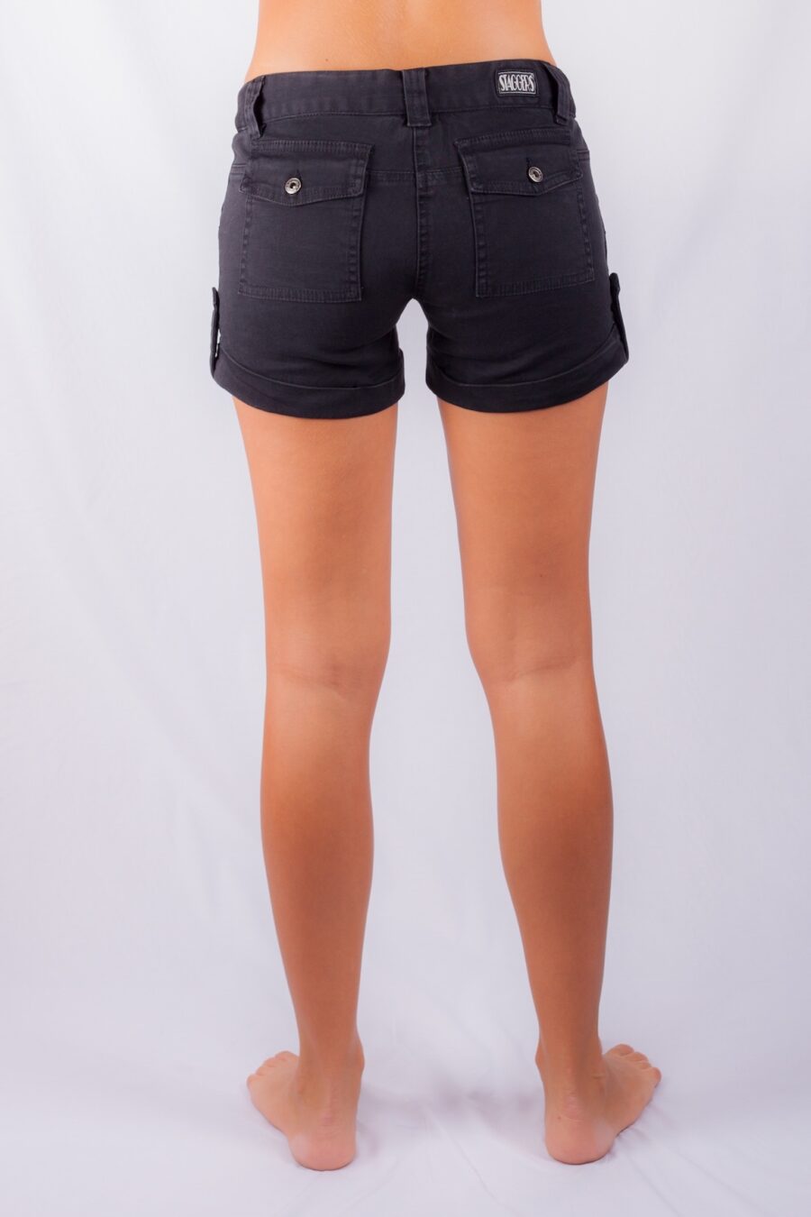 IBIZA CARGO SHORT BLACK STRETCH SATEEN