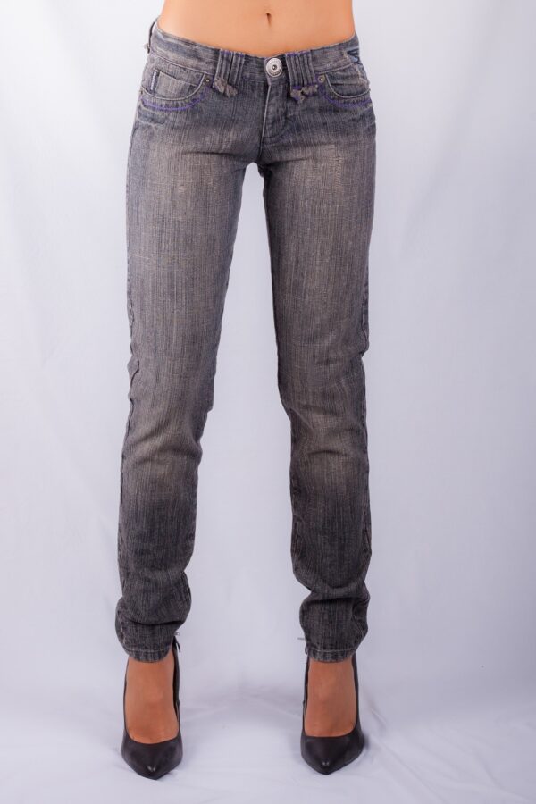 609/4 SEXY J-LO ZIP ANKLE JEANS CHARCOAL DENIM