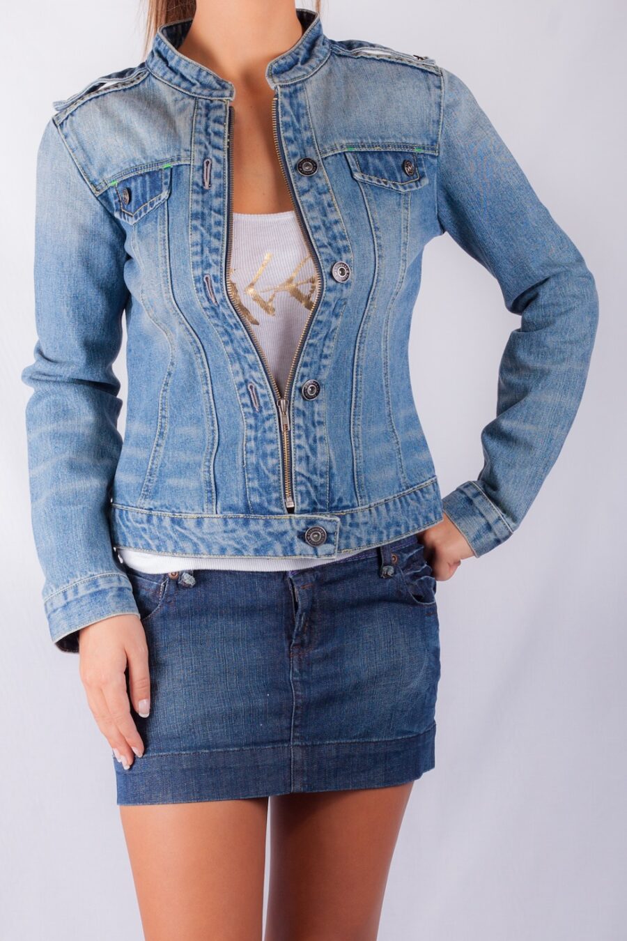 0614 FRENCH CUT DENIM JACKET VINTAGE BLUE