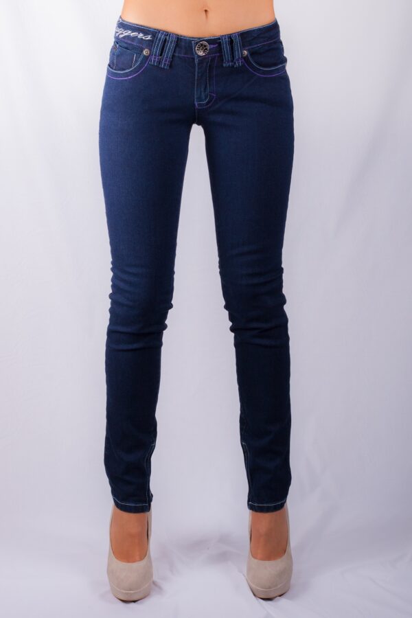 654/3 GORGEOUS GISELE SKINNY STRETCH JEANS ZIP ANKLE INDIGO BLUE