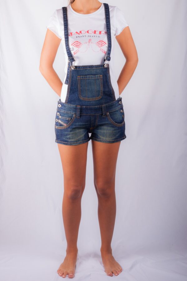 650/VIN SEXY OVERALL SHORTS VINTAGE OIL WASH DENIM