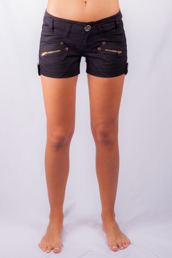 668/BL SEXY MISCHA CARGO SHORTS STRETCH SATEEN BLACK