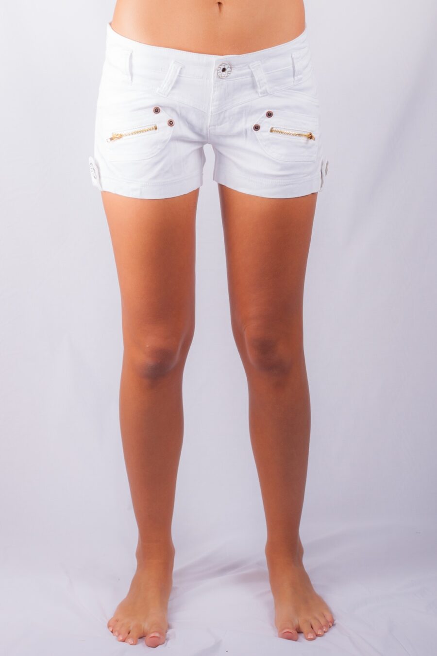 668/WH SEXY MISCHA CARGO SHORTS WHITE STRETCH SATEEN |