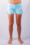 668/TIFF SEXY MISCHA CARGO SHORTS TIFFANY BLUE STRETCH SATEEN