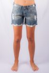 682 ZARA DISTRESSED BOYFRIEND SHORTS CHINTZ BLUE
