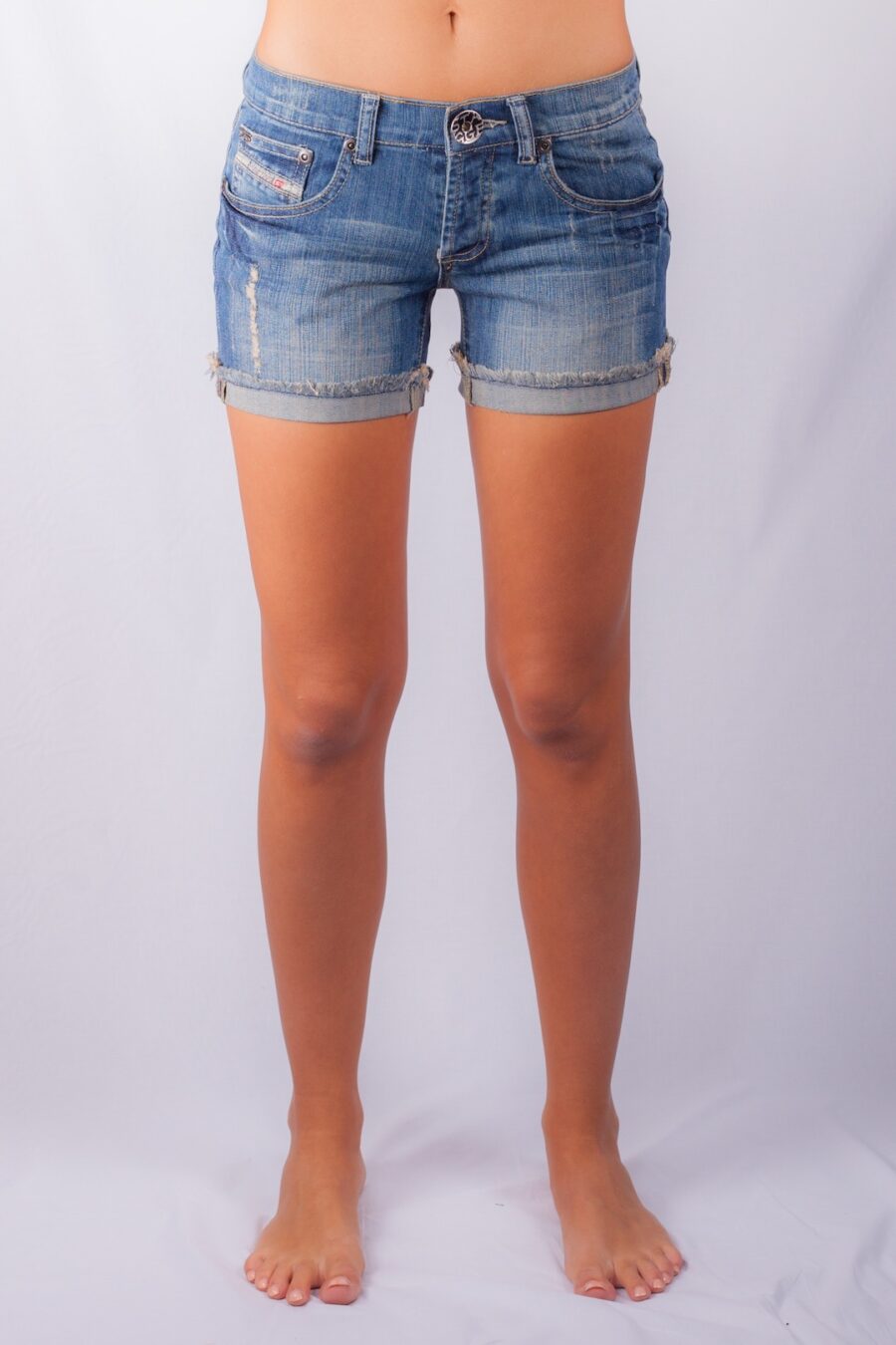 693 SEXY LJ CUFF DENIM SHORTS VINTAGE BLUE DENIM