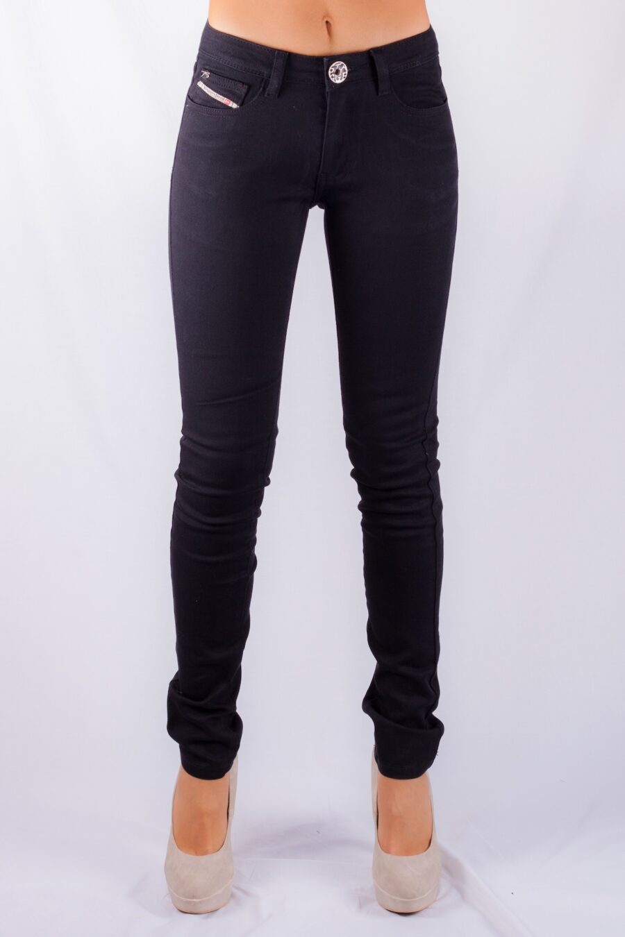 696/1 SEXY EVA HIGH RISE SKINNY JEAN BLACK STRETCH DENIM