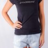 634 SEXY GLITTER PRINT VEE NECK TEE SHIRTS BLACK