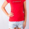 GLITTER VEE NECK TEE RED