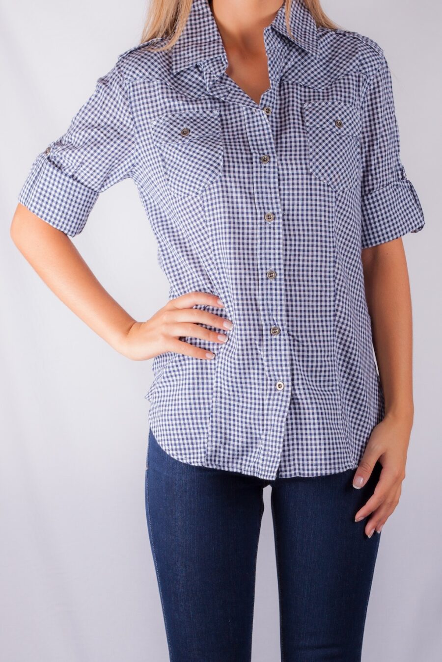 LULU CHECK SHIRT NAVY/WHITE