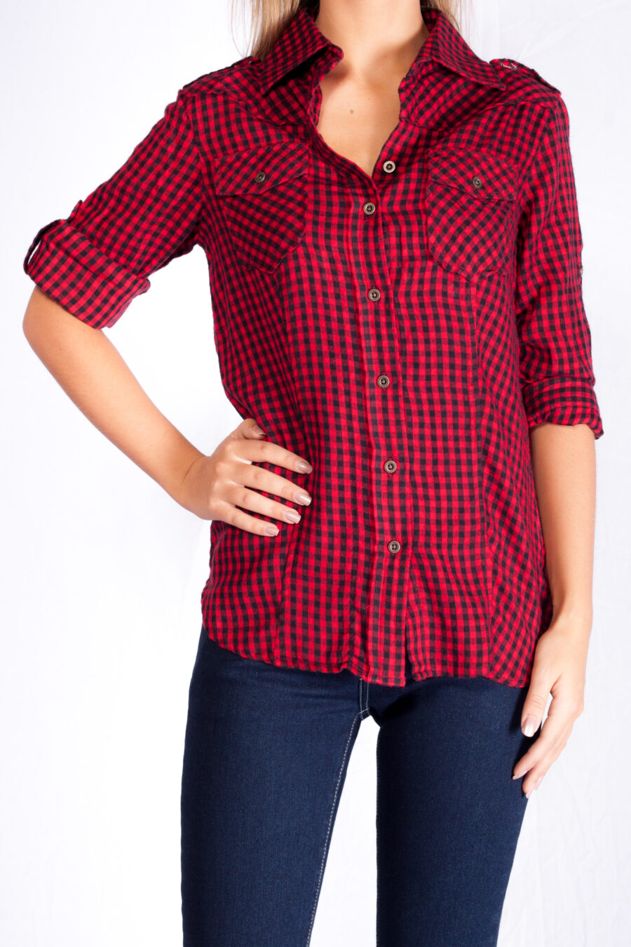 691 PREMIUM SEXY LULU CHECK SHIRTS RED/BLACK