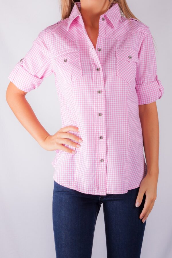 691 PREMIUM SEXY LULU CHECK SHIRTS PINK/WHITE