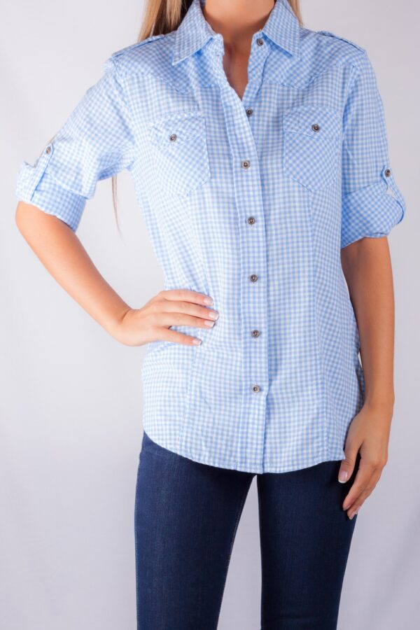 691 PREMIUM SEXY LULU CHECK SHIRTS BLUE/WHITE