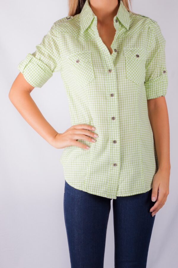 691 PREMIUM SEXY LULU CHECK SHIRTS GREEN/WHITE