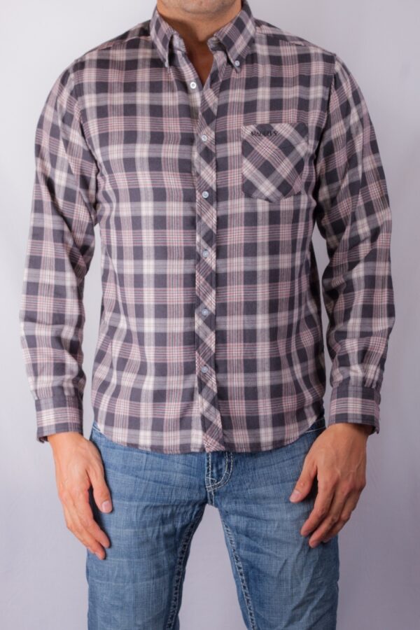 710 TIMELESS NEW CLASSIC TEX CHECK SHIRTS CHARCOAL RED