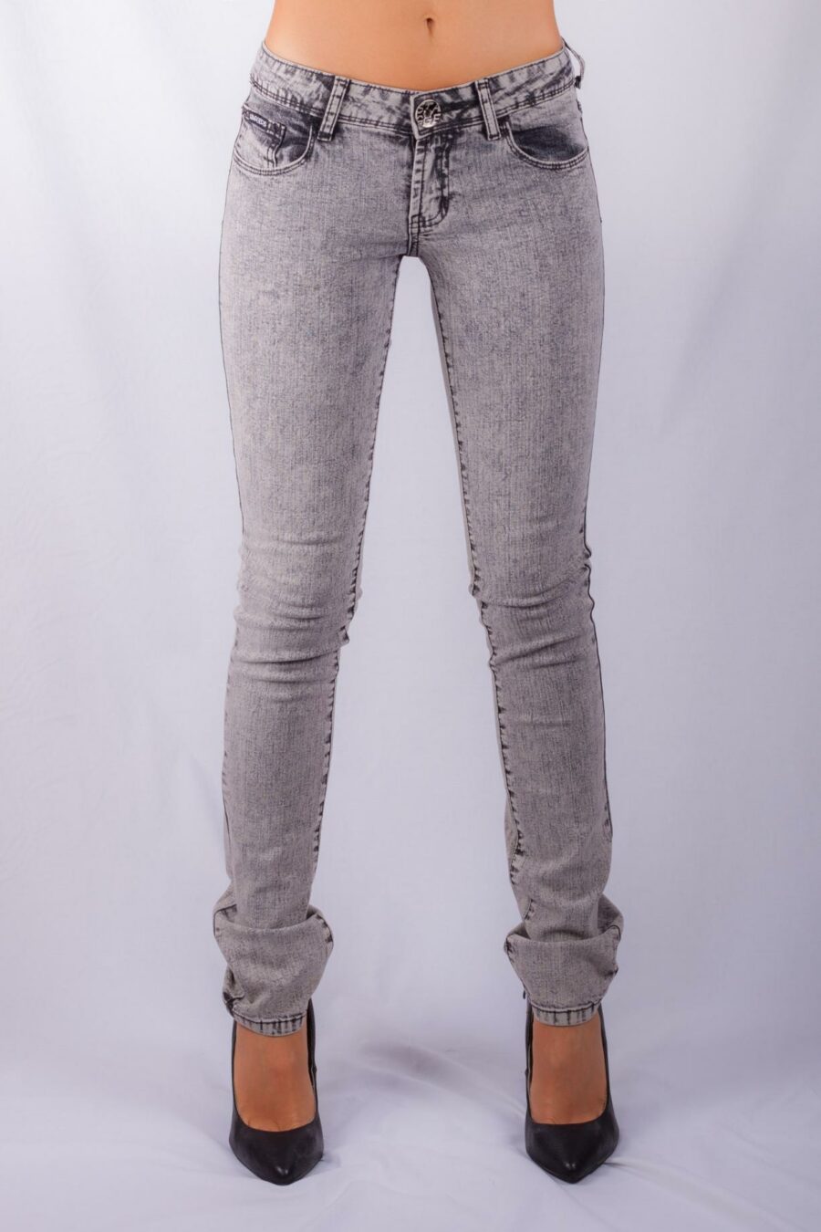 SUPATUBE LOW-RISE BLACK SNOW WASH STRETCH SKINNY JEANS