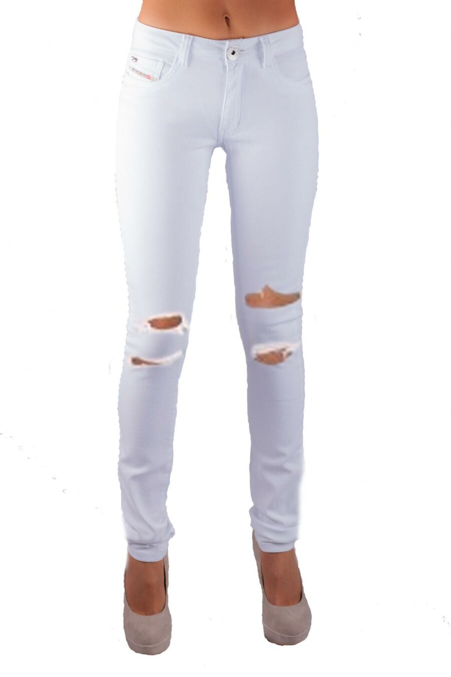 HI EVA SKINNY WHITE TRASHED JEAN